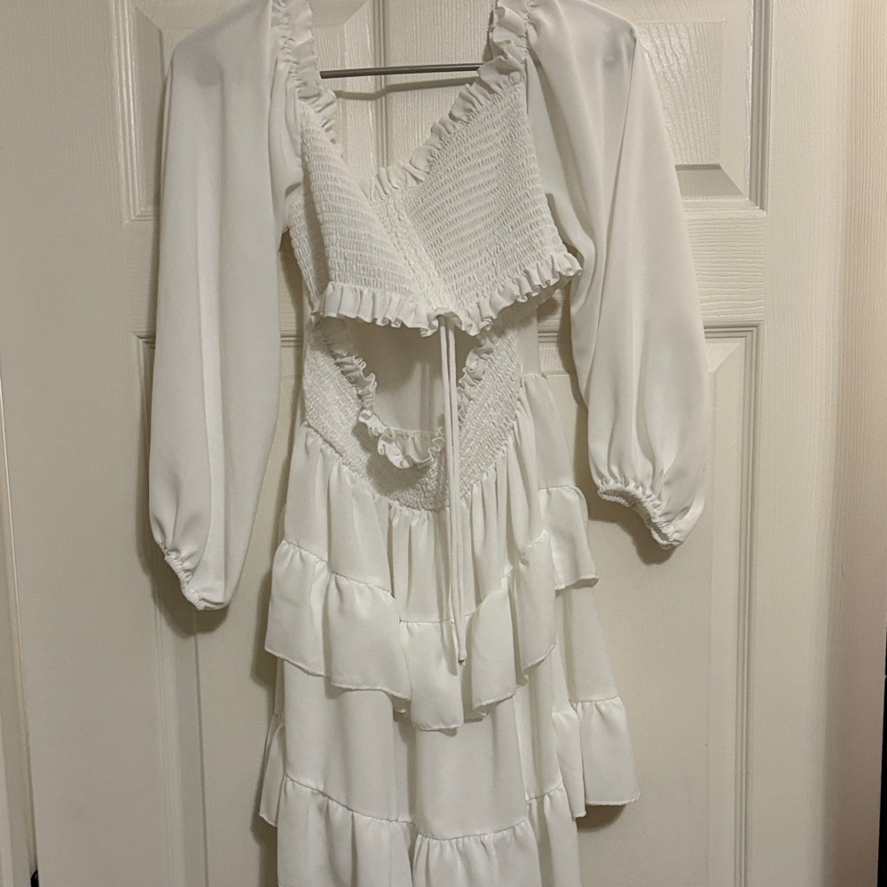 Elegant White Ruffled Dress